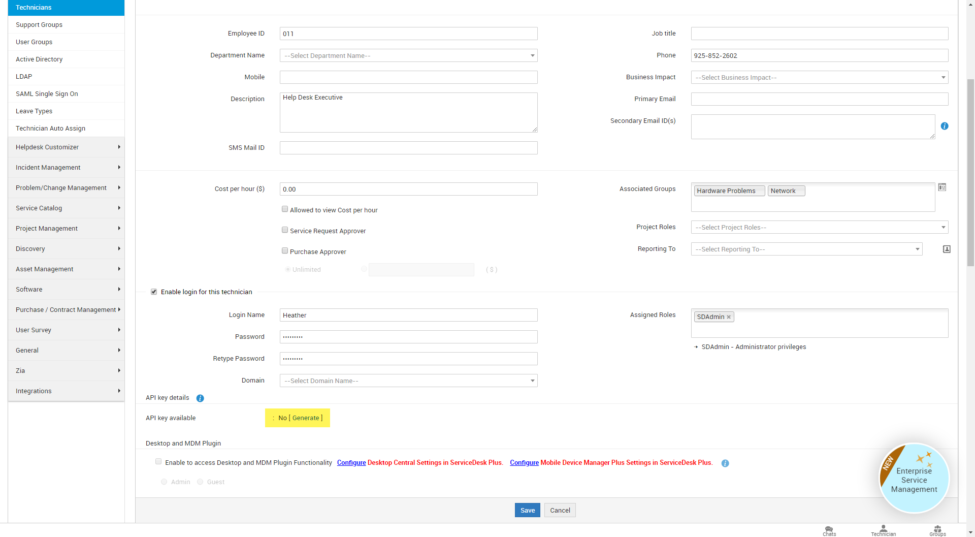 generate sdp API key