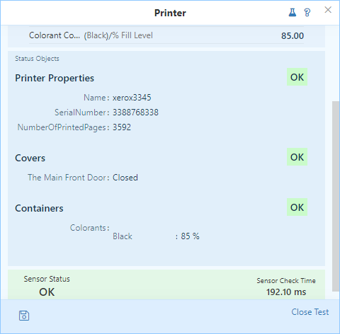 printer sensor test