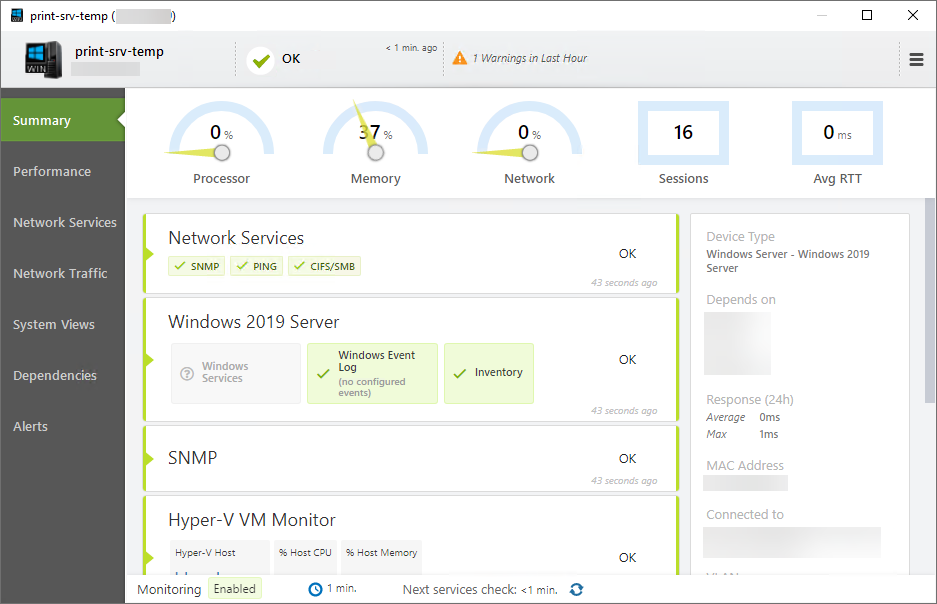 NetCrunch Node Status